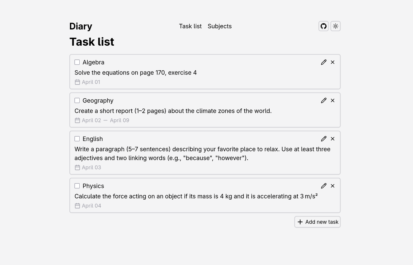 Preview of diary